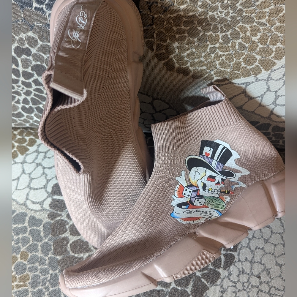 Ed Hardy Y2K pull on stretch high top sneaks